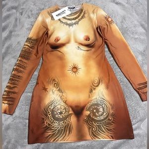 JEAN PAUL GAULTIER
Orange 'The Short Body Tattoo' Minidress